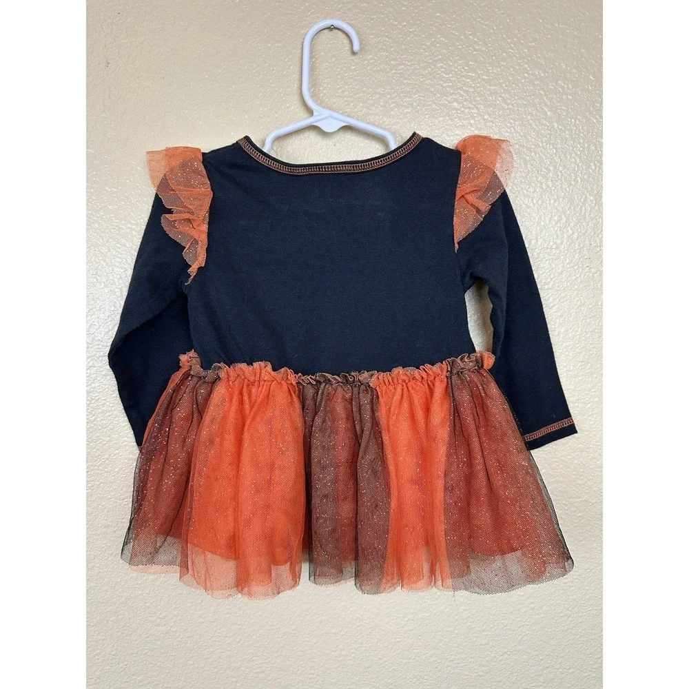 Little Lass 2t Girls Orange Black Halloween Unicorn Pumpkin Sparkle Glitter Tutu